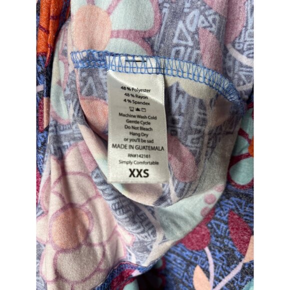 LuLaRoe XXS Blue Floral Stretch Midi Dress Short Sleeve Casual - Picture 6 of 8